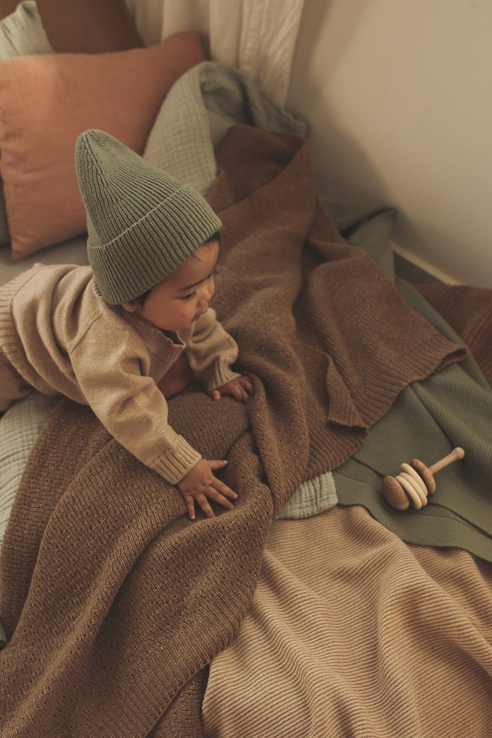 MERINO BEANIE FONZIE - 4-18m - Artichoke