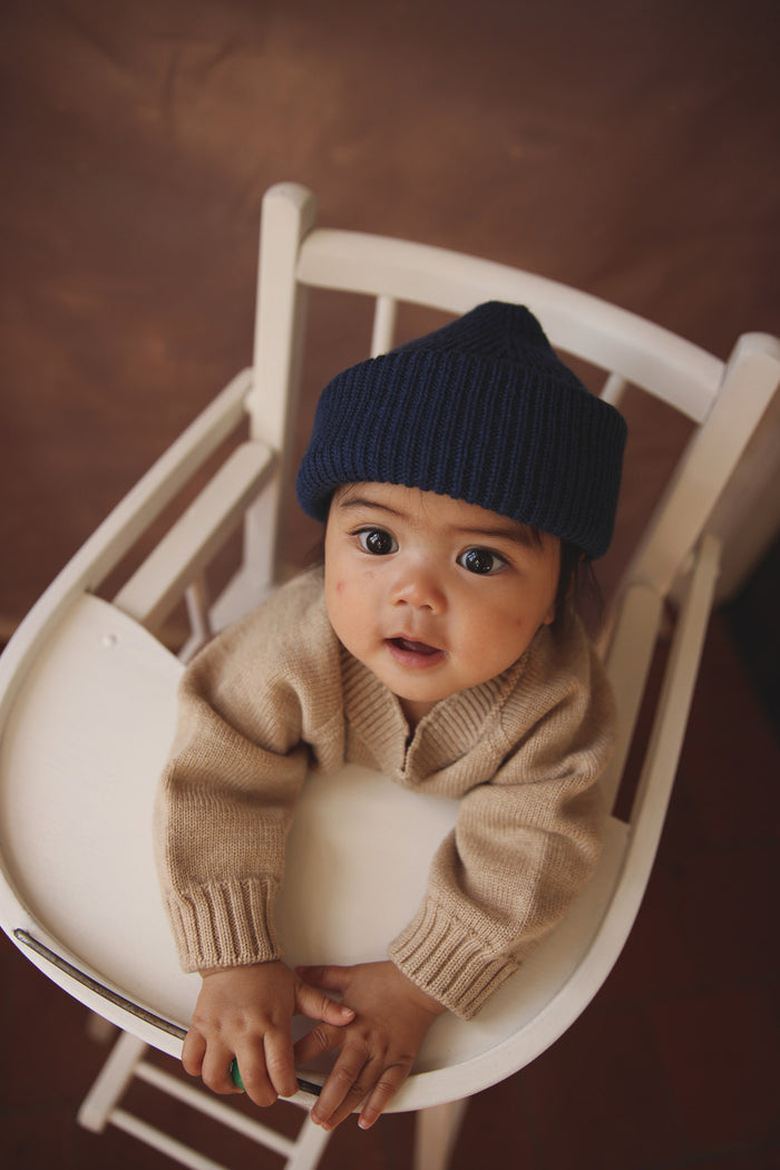 MERINO BEANIE FONZIE - 4-18m - Blue