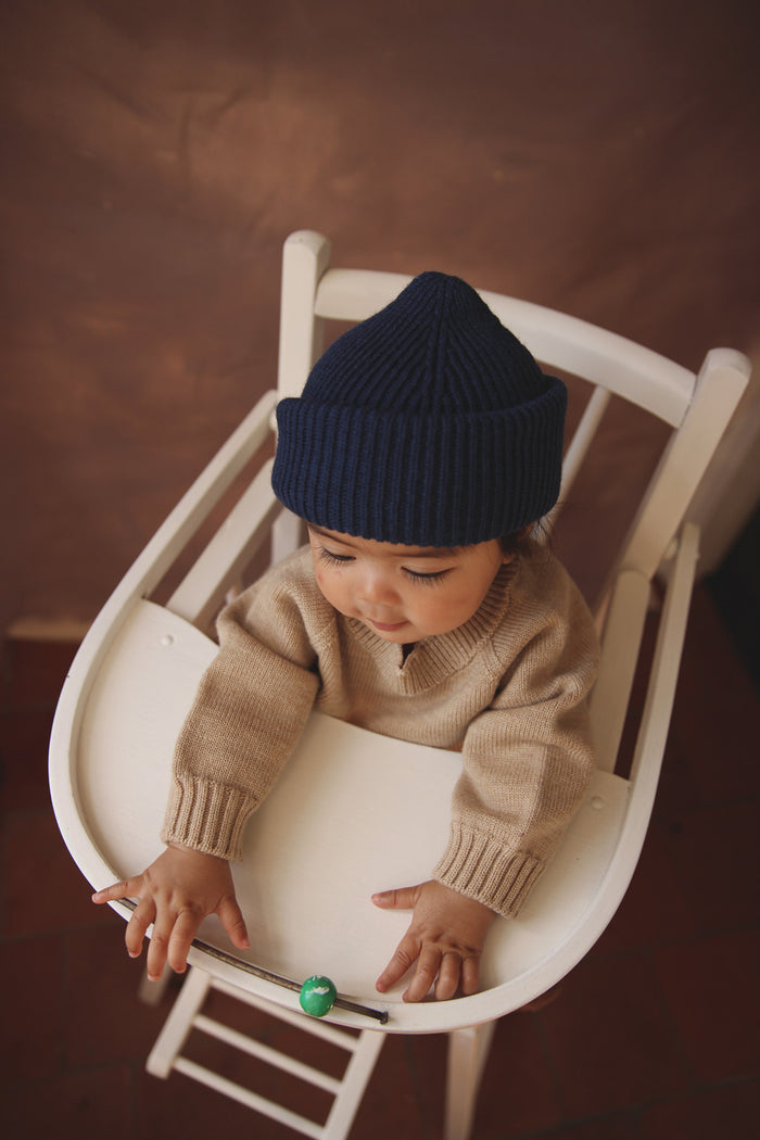 MERINO BEANIE FONZIE - 4-18m - Blue