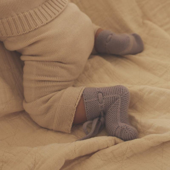 Merino booties 9-15m - Lilac