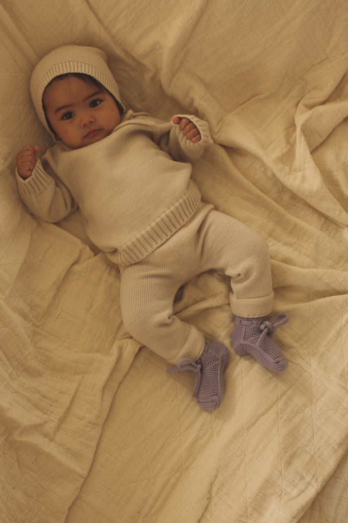 Merino booties 9-15m - Lilac
