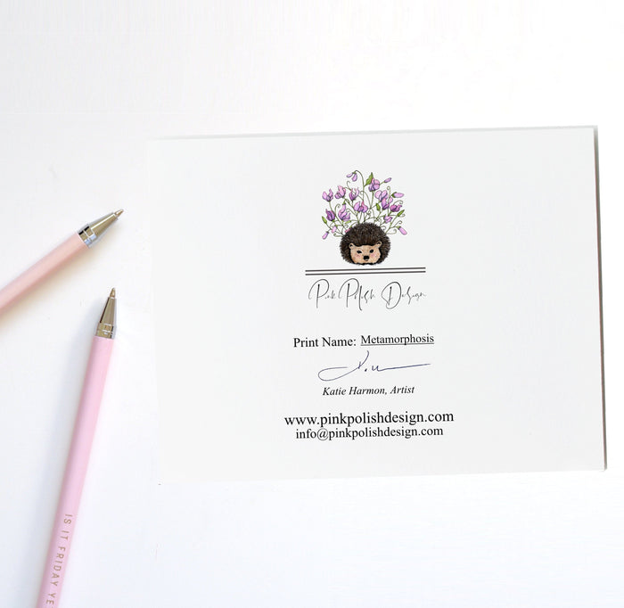 PinkPolish Design Note Cards "Metamorphosis" Handmade Notecard