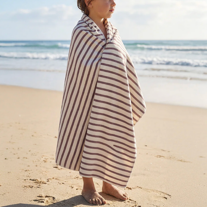 Microfiber towel 90x200 - Cream & Brown Stripes