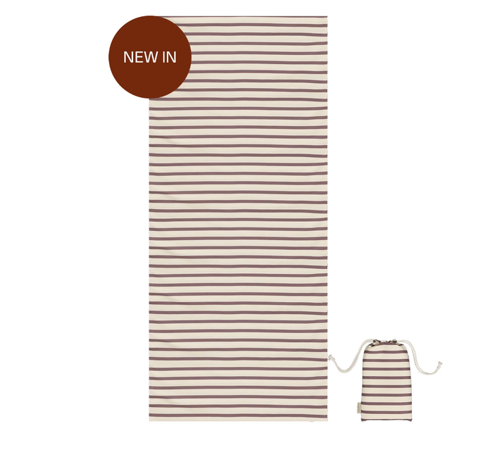 Microfiber towel 90x200 - Cream & Brown Stripes