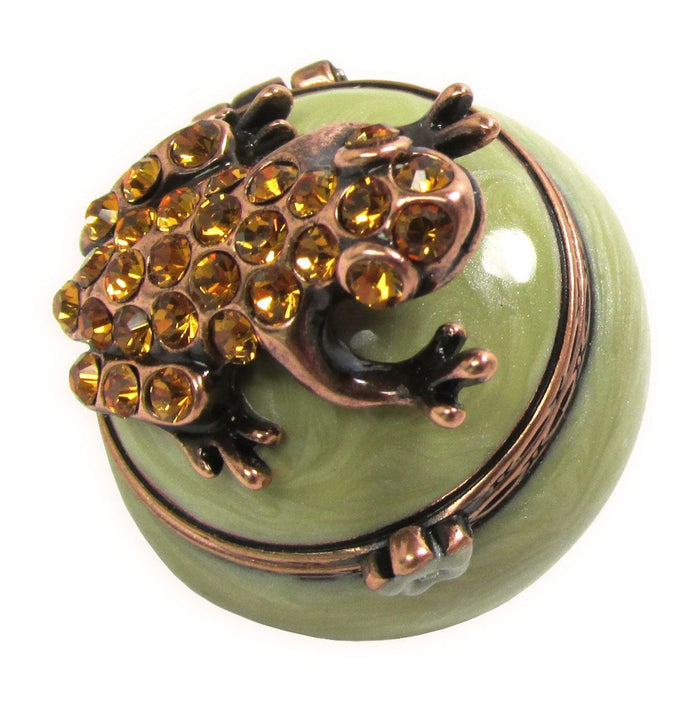 Mini Frog Jeweled Trinket Box Austrian Crystals,