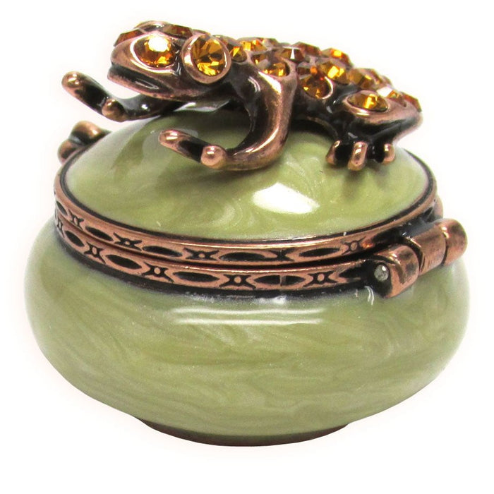 Mini Frog Jeweled Trinket Box Austrian Crystals,