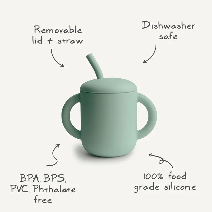 Mushie - Silicone Training Cup + Straw in Bees