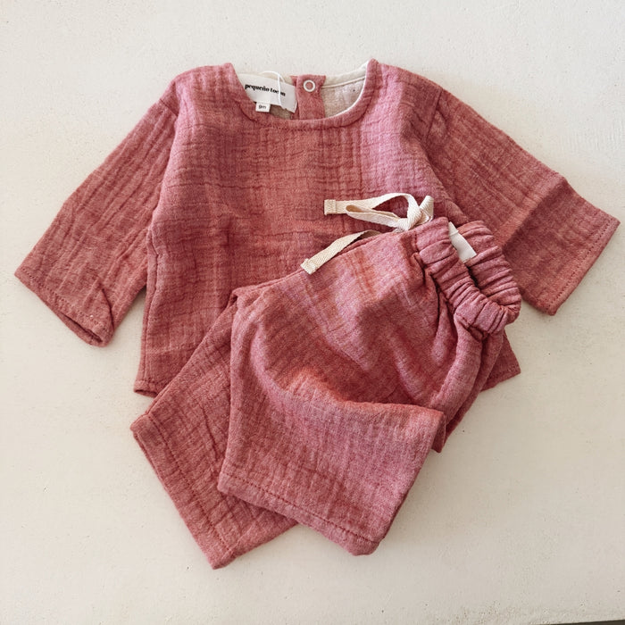 MUSLIN BAGGY PANTS MELANGE RED - BABY