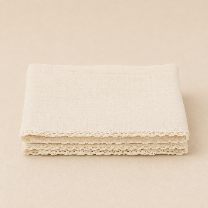 MUSLIN CLOTH 2 PACK - cream lace