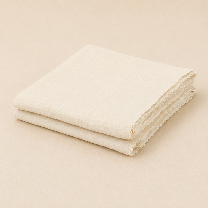 MUSLIN CLOTH 2 PACK - cream lace
