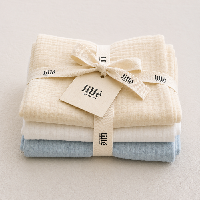 MUSLIN CLOTHS 3 PACK - giftset baby blue