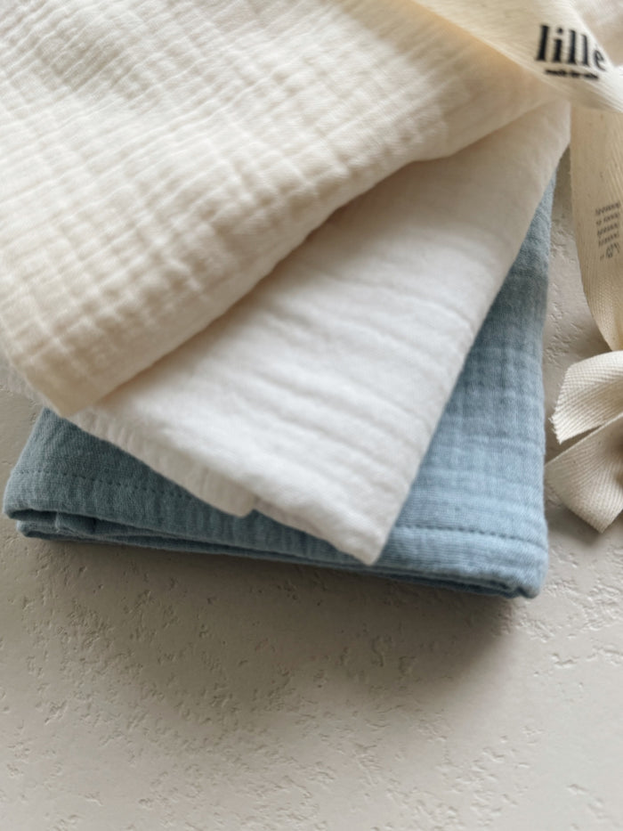 MUSLIN CLOTHS 3 PACK - giftset baby blue