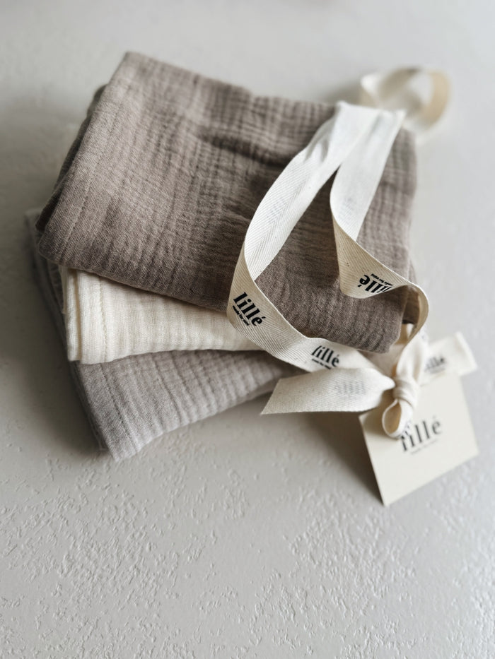 MUSLIN CLOTHS 3 PACK - giftset cappuccino