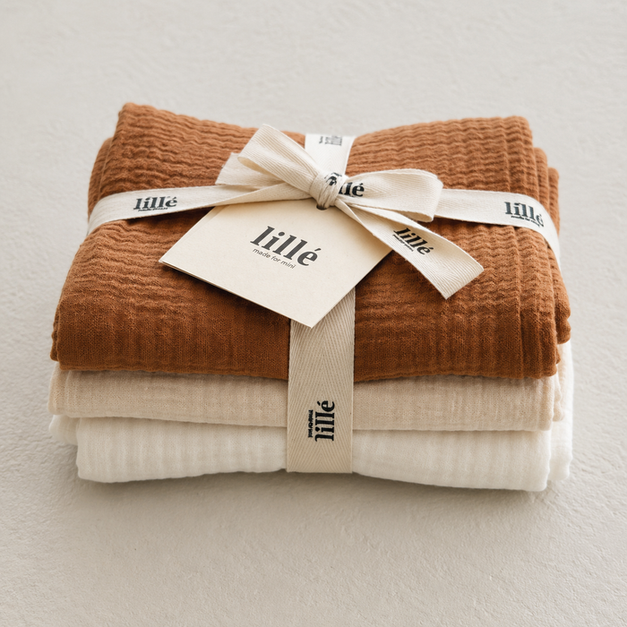 MUSLIN CLOTHS 3 PACK - giftset caramel
