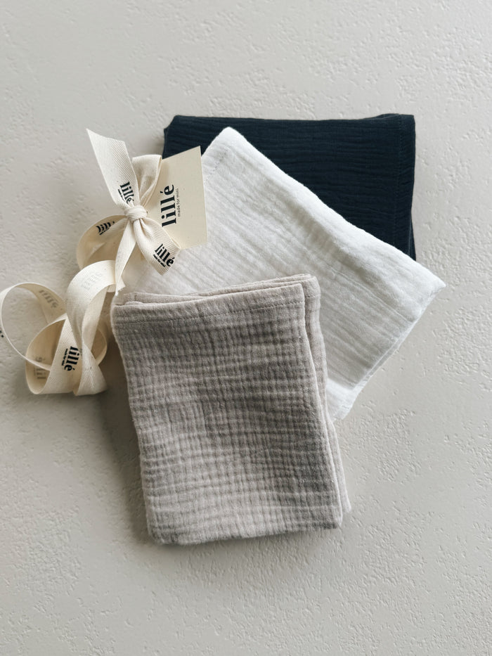 MUSLIN CLOTHS 3 PACK - giftset charcoal