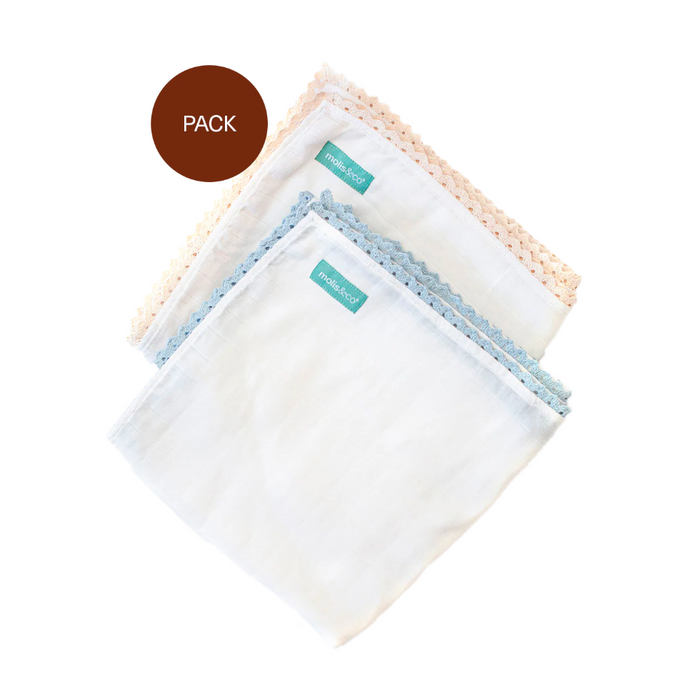 Muslin cotton blanket duo pack - Blue & Beige