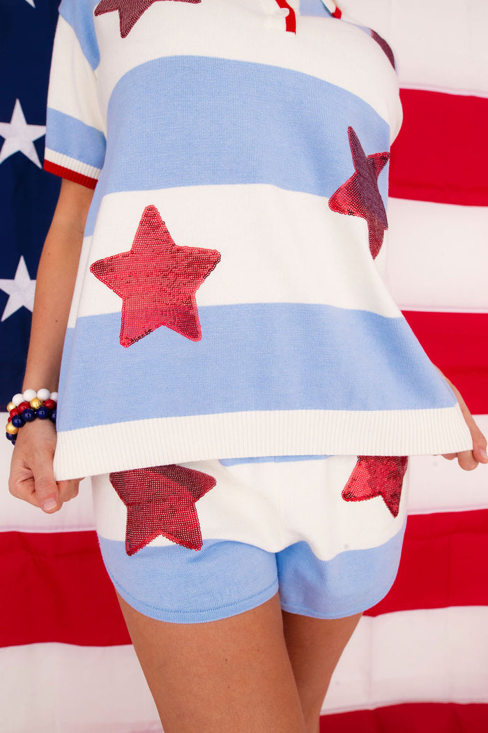 Nantucket Stripe Knit Top with Stars