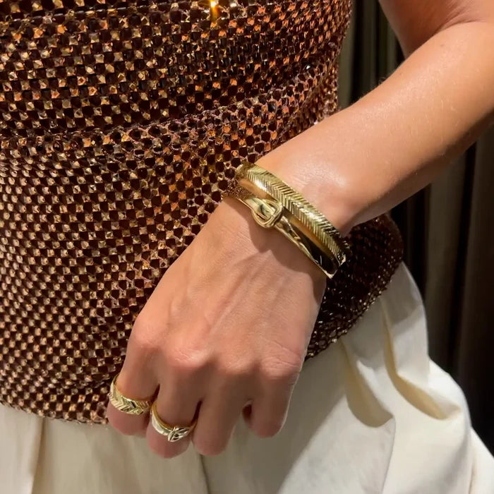 Native Gem Hipster Belt Bangle in 14K Gold Plated