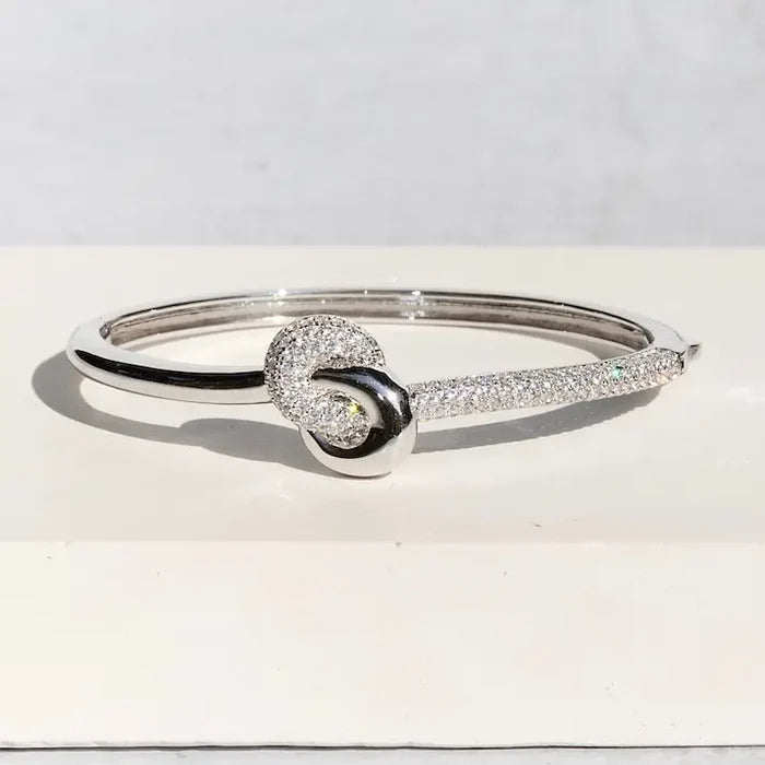 Native Gem Love Knot Bangle in Sterling Silver