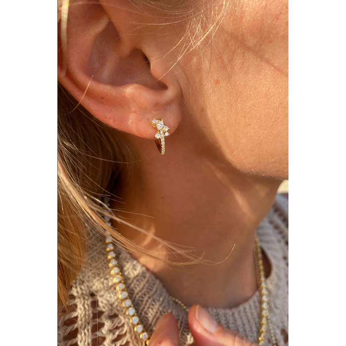 Native Gem Tropicale Huggies Earrings in White Opal - Romantiques