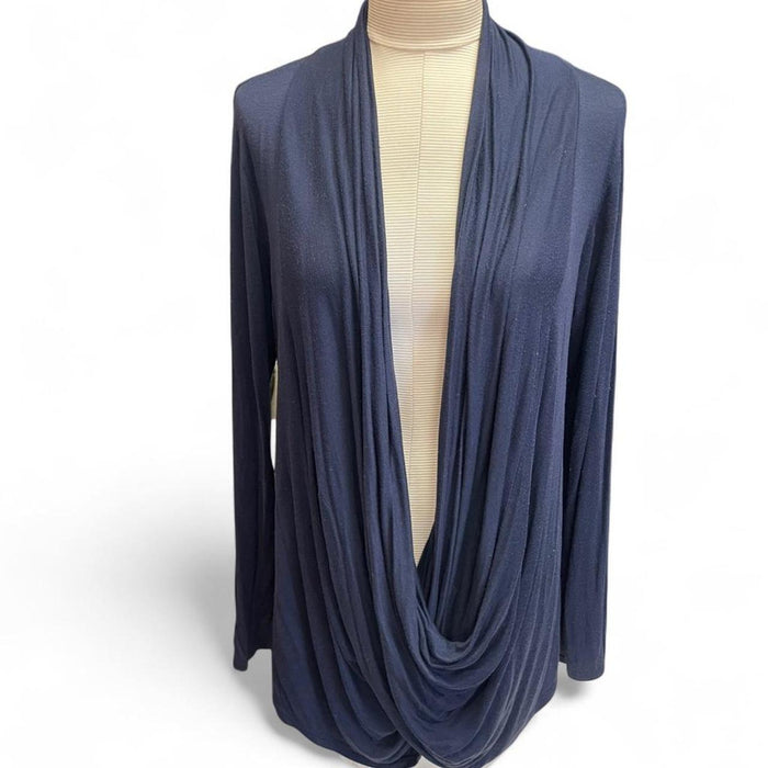 Navy blue long sleeve open shirt