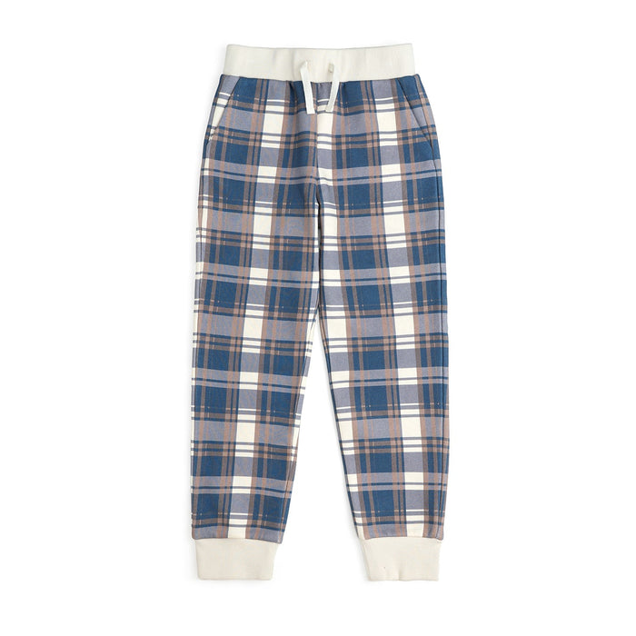 Navy Plaid Jogger Set