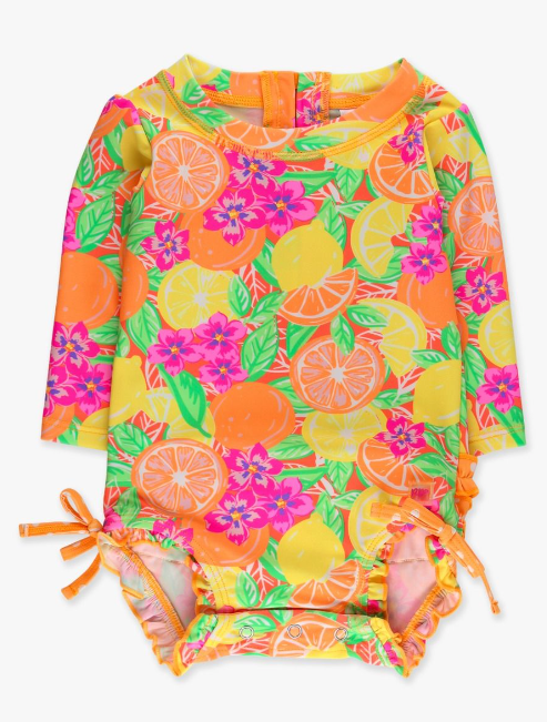 Neon Squeeze the Day Long Sleeve One Piece Rash Guard