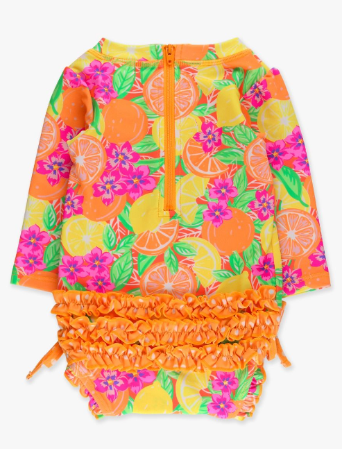 Neon Squeeze the Day Long Sleeve One Piece Rash Guard