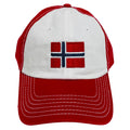 Norway flag on red & white baseball cap