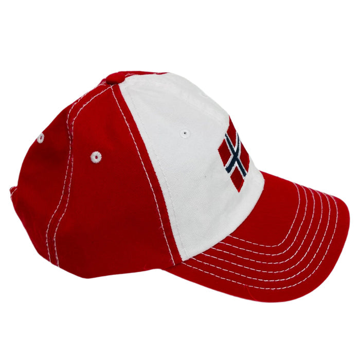 Norway flag on red & white baseball cap