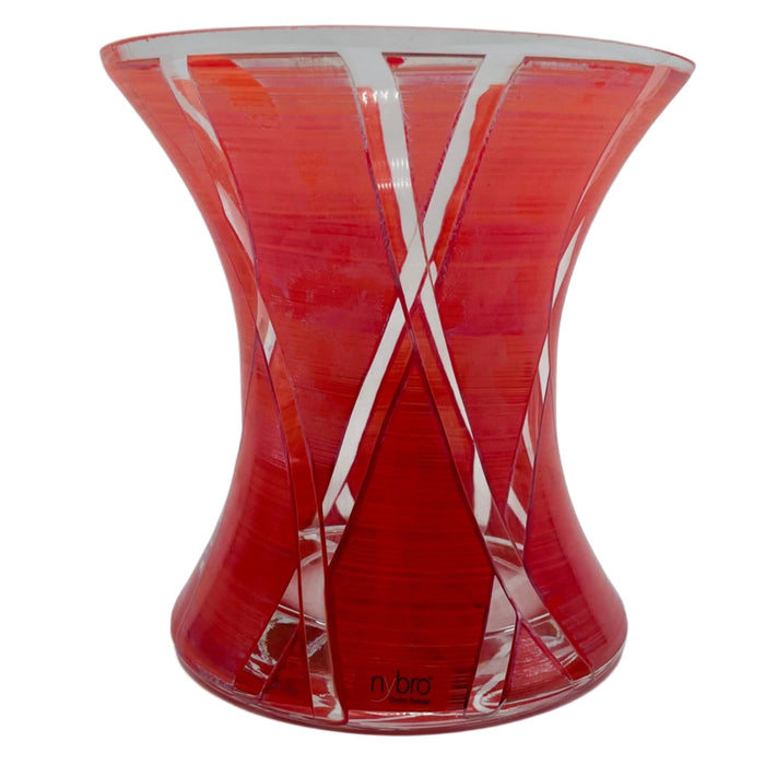 Nybro Criss Cross Glass Vase - Chili red