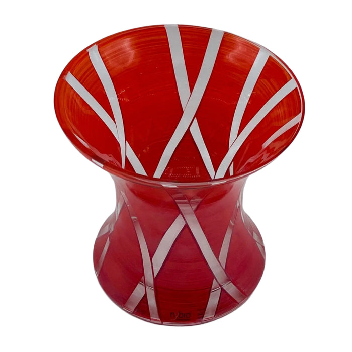 Nybro Criss Cross Glass Vase - Chili red