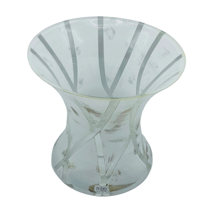 Nybro Criss Cross Glass Vase - White