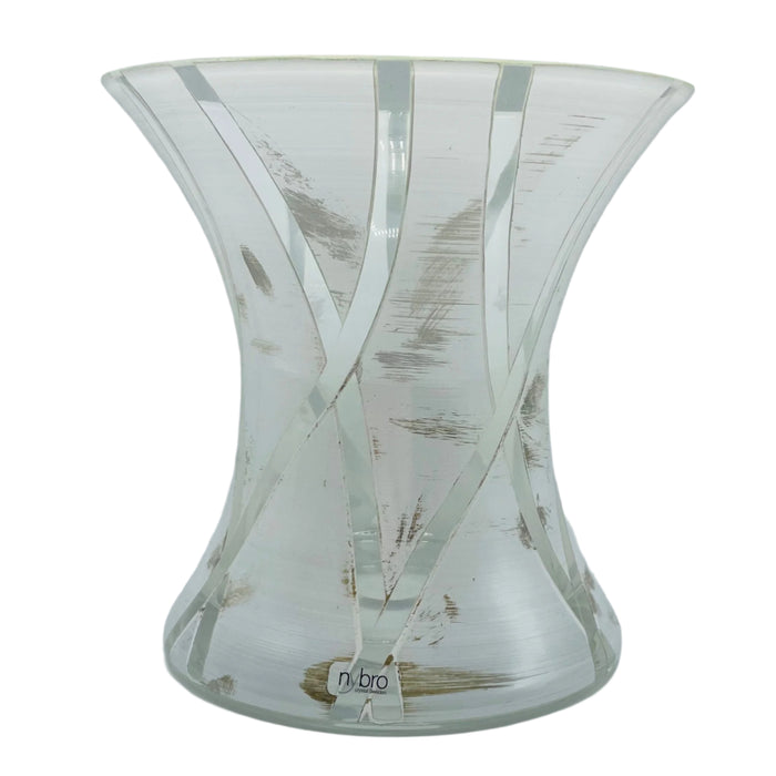 Nybro Criss Cross Glass Vase - White