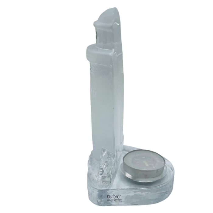 Nybro Glass Block Votive Candle holder - Light house