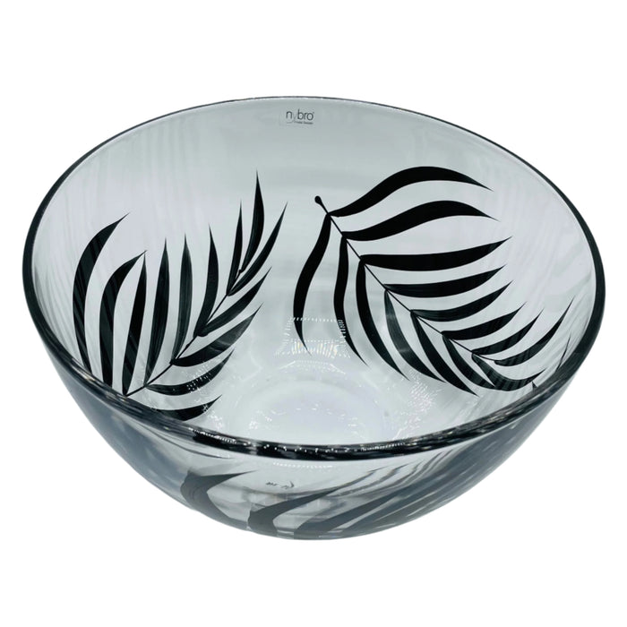 Nybro Leafs glass bowl - Black