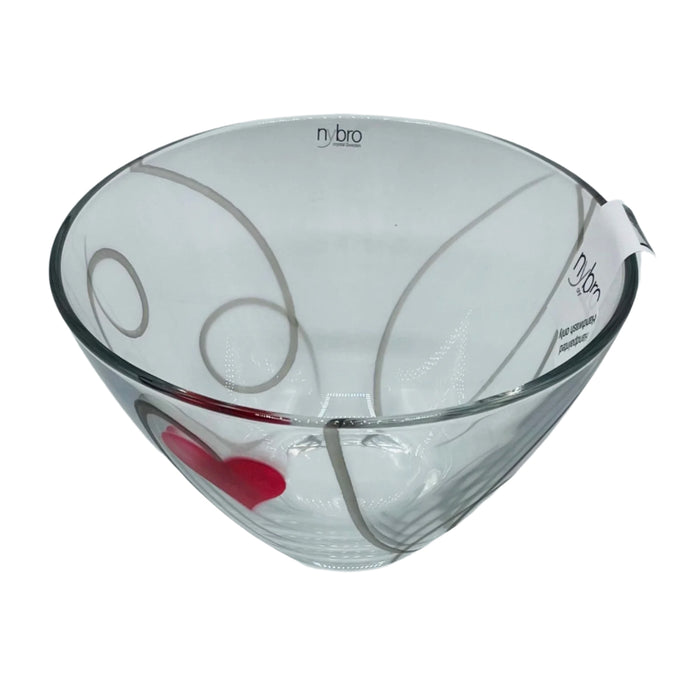 Nybro Life glass bowl with red heart