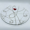 Nybro Life glass platter with red heart