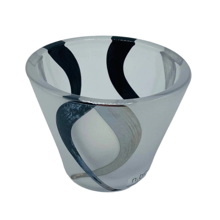Nybro Molly Glass Votive Candle holder - Black & Silver