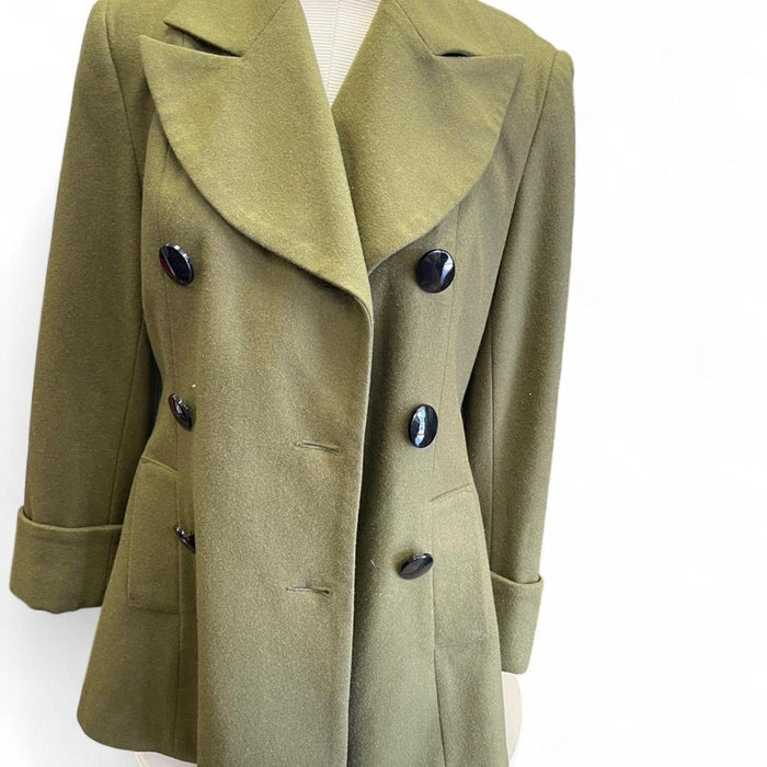 Olive green wool blend coat