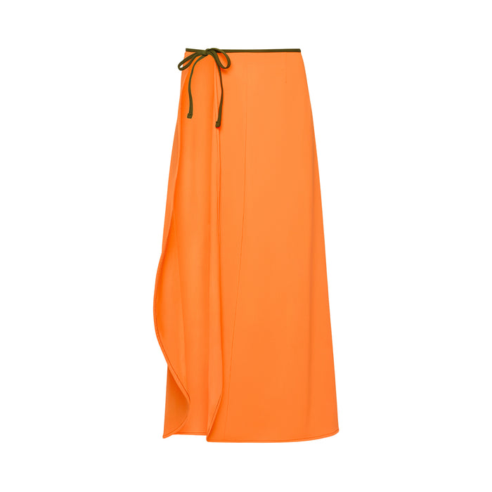 Watskin Olivia Wrap Skirt in Orange shown flat