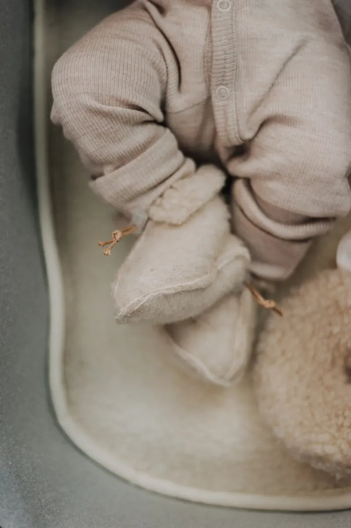 Onderlegger voor kinderwagen / reiswieg - Merinowol - natural