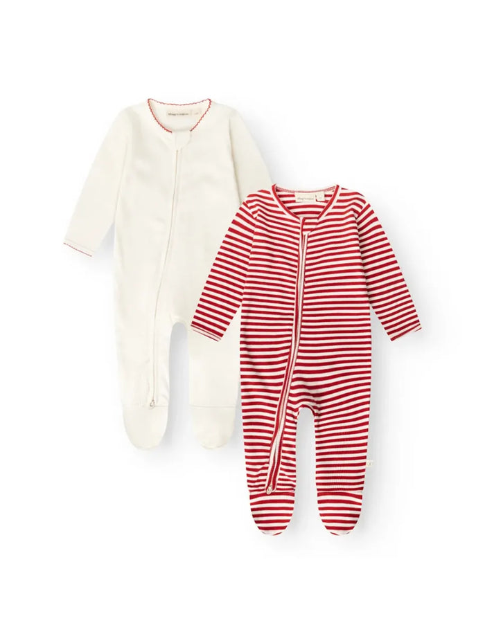 onesie 2-pack - Red stripe/off white red detail