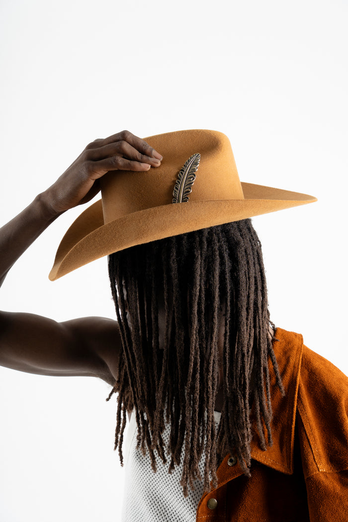 ORANGE WESTERN HAT (FEATHER)
