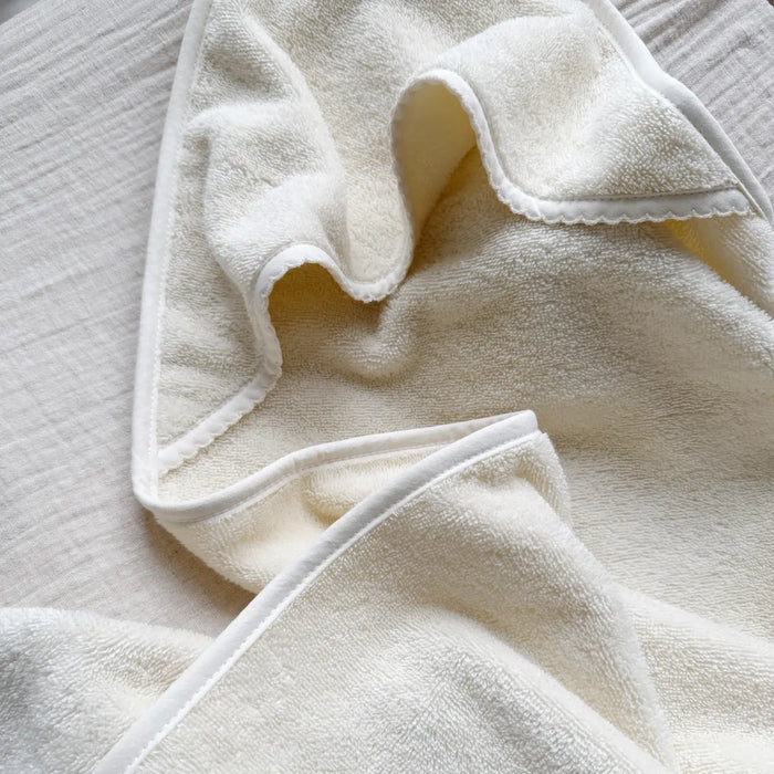 Organic Hooded Towel Creme - with edge
