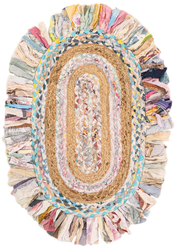 Osian Looms Collection Area Rug - Kathmandu Oval Multi White  lifestyle 4