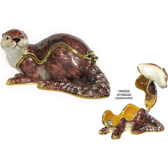 Otter Jeweled Trinket Box Austrian Crystals