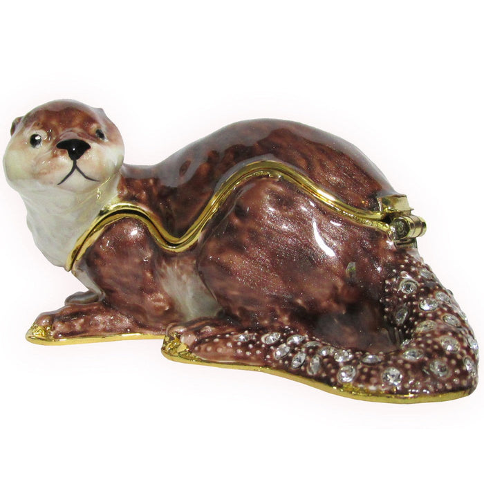 Otter Jeweled Trinket Box Austrian Crystals