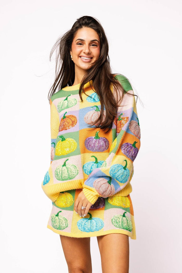 Pastel Colorblock Pumpkin Sweater