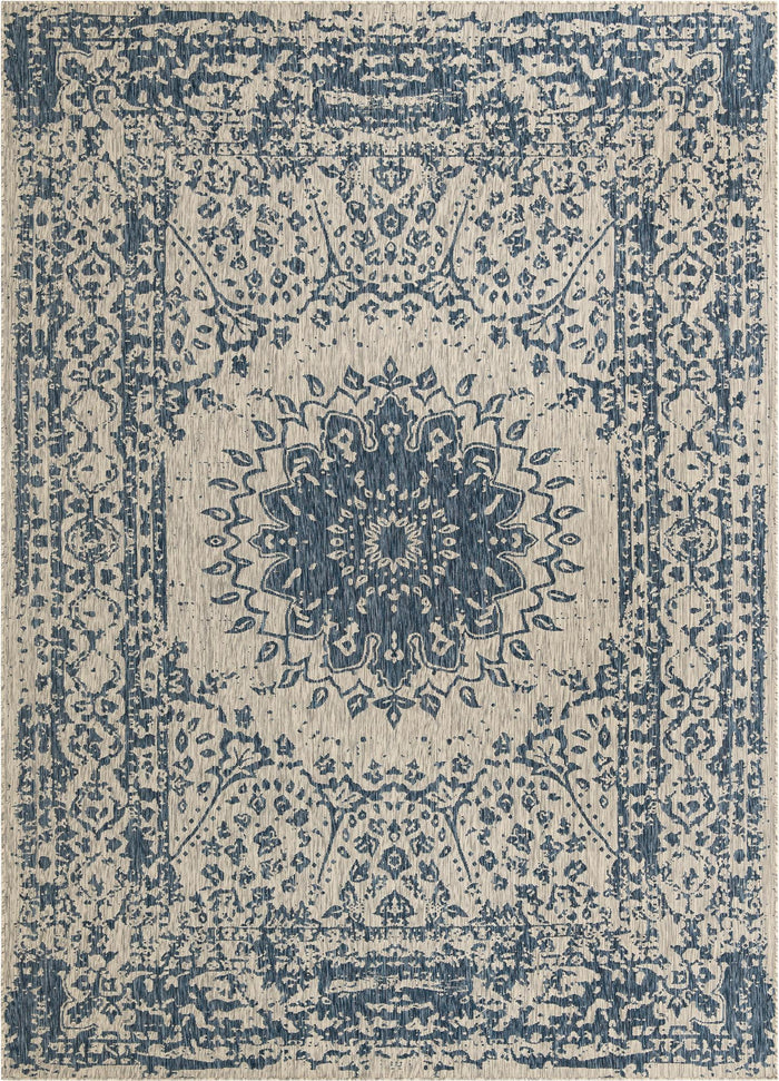 Patio Heritage Collection Area Rug -  Lafayette (Blue) Rectangle Blue Main